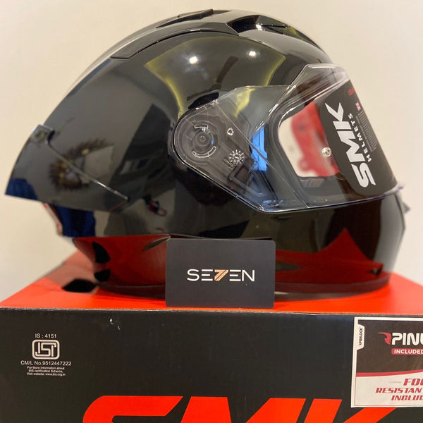 SMK Stellar Sports Full Face Helmet Gloss Solid Black