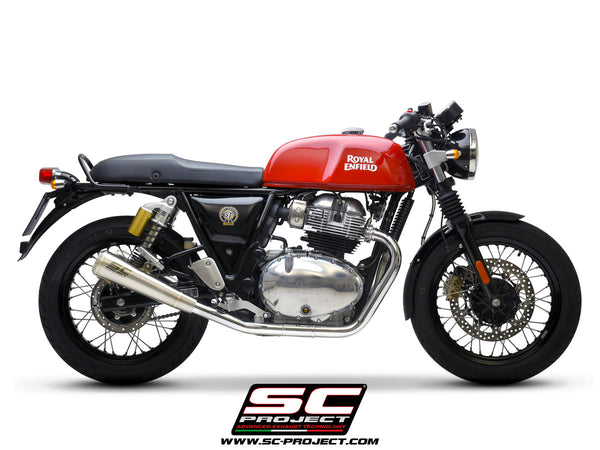 SC Project Conico 70s brushed Stainless Steel Exhaust System for Royal Enfield Interceptor 650 (2019-2022)