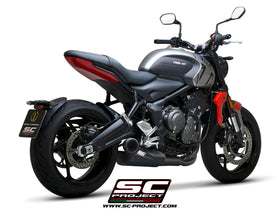SC Project STR-1 Full 3-1 Stainless Steel Matt-Black Ceramic Painting Exhaust System for Triumph Trident 660 (2021-2022)