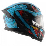Axor Apex Venomous D/V Helmet - Glossy Black Neon Blue | 7aftermarket India