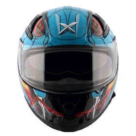 Axor Apex Venomous D/V Helmet - Glossy Black Neon Blue | 7aftermarket India
