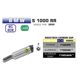 Arrow Race-Tech Aluminum Silencer with Carby End Cap For BMW S 1000 RR (2019-23) | 7aftermarket India