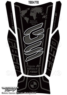 Motografix 3D Gel Tank Pad Protector For BMW F850GS Adventure TE Triple Black 2022 | 7aftermarket India 