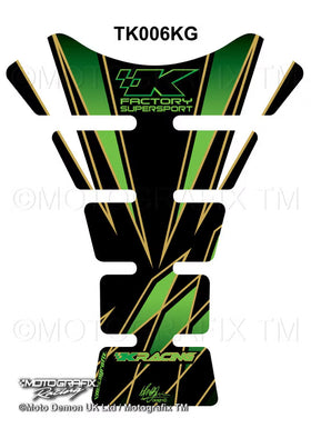 Motografix 3D Gel Tank Pad Protector For Kawasaki ZX-6/ ZX-7/ ZX-9/ ZX-10  Black Green | 7aftermarket India 