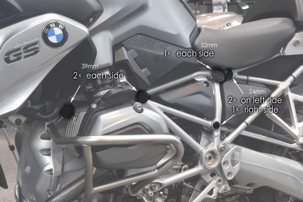 Pyramid Frame End Caps Matte Black for BMW R1250 GS Adventure 2019 ...