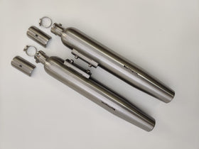 PoweRage Slip-On Exhaust for Royal Enfield Super Meteor 650 (Brushed Steel Finish) | 7aftermarket India 