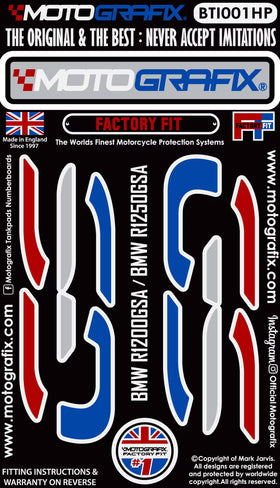 Motografix 3D Gel Tank/Knee Protector For BMW R1250GSA 2014-2023 GS Logo Infills | 7aftermarket India 