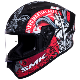 SMK Stellar Samurai Full Face Helmet - Red White | 7aftermarket India 