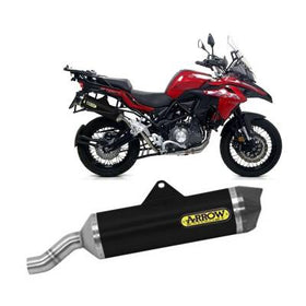 Arrow Race-Tech Aluminum Dark Silencer with Caby Cap Exhaust Muffler for Benelli TRK 502 X (2018-20) | 7aftermarket India 