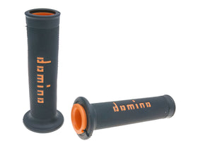 Domino Road-racing dual compound rubber grips (Black/Orange) | 7aftermarket India 