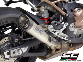 SC Project S1 Titanium with Carbon Fiber End Cap Slip-On Exhaust for BMW S1000RR 2020-2021