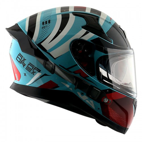 Axor apex falcon glossy Black Red full face helmet with Ece 22.05  Certification limited edition (iridium blue) - Sarkkart