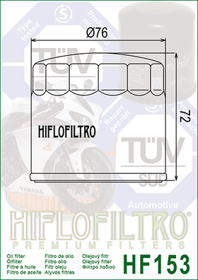 HiFlo Filtro Premium Oil Filter for Ducati Monster 1200 (HF153)