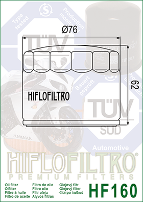 HiFlo Filtro Premium Oil Filter for BMW F850GS Adventure (HF160) 2019-2020