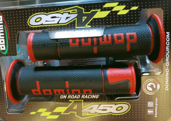 Domino A450 Road Racing Grips (Black / Red) | 7aftermarket India