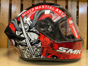 SMK Stellar Samurai Full Face Helmet - Red White | 7aftermarket India 