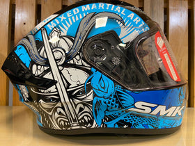 SMK Stellar Samurai Full Face Helmet - Blue White | 7aftermarket India 