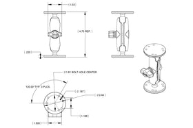 RAM Mounts 1" Diameter Ball Mount with Medium Double Socket Arm & 2/2.5" Round Bases
